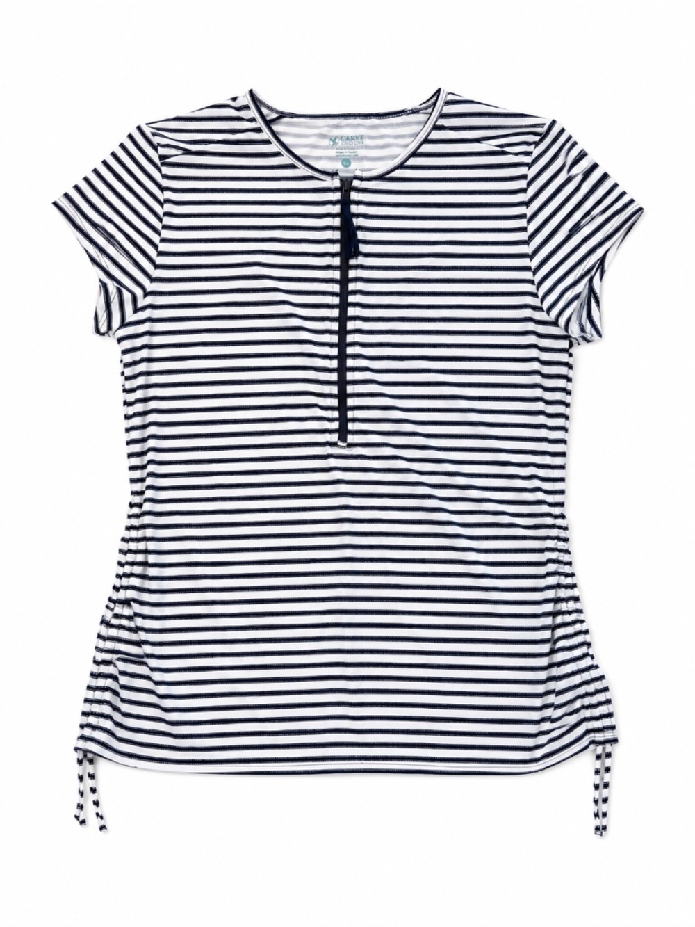 Carve Designs Striped Quarter Zip Swim Cover Up Rash Guard XL
